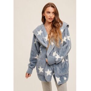 Cozy Blue Star Patterned Women's Jacket